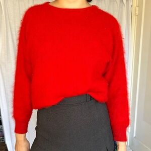 Vintage “Red Peach” Fuzzy Cherry Red Pullover